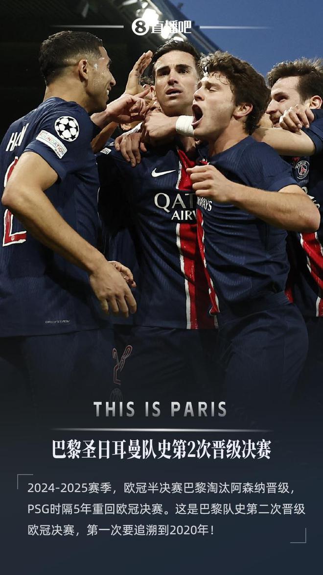 欧冠半决赛次回合：巴黎2-1总比分3-1双杀阿森纳进决赛