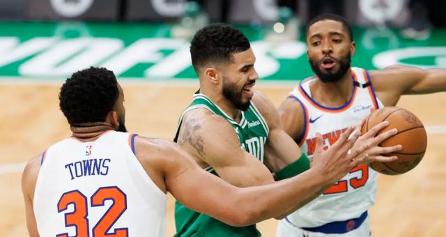 NBA 季后赛东部半决赛：绿衫军领先 20 分遭逆转，尼克斯赢球庆功宴塔图姆不到场没人敢动筷